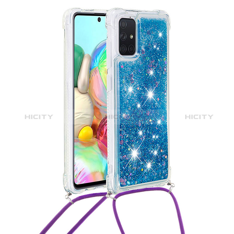 Funda Silicona Carcasa Goma Bling-Bling con Acollador Cordon Lanyard S03 para Samsung Galaxy A71 4G A715