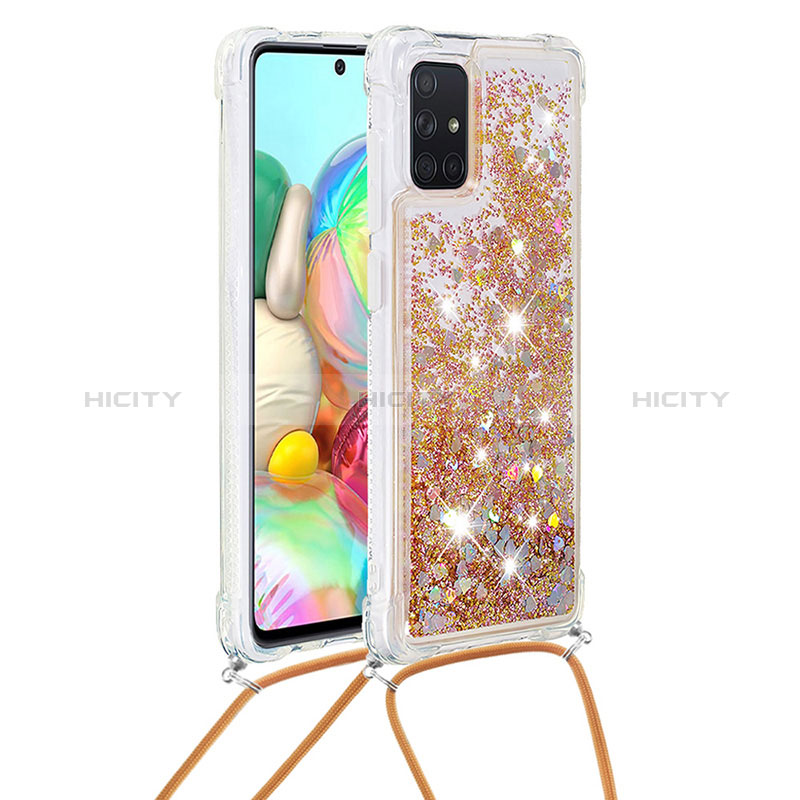 Funda Silicona Carcasa Goma Bling-Bling con Acollador Cordon Lanyard S03 para Samsung Galaxy A71 4G A715