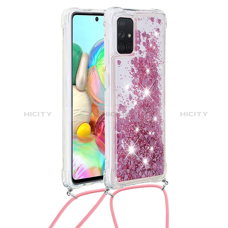 Funda Silicona Carcasa Goma Bling-Bling con Acollador Cordon Lanyard S03 para Samsung Galaxy A71 5G