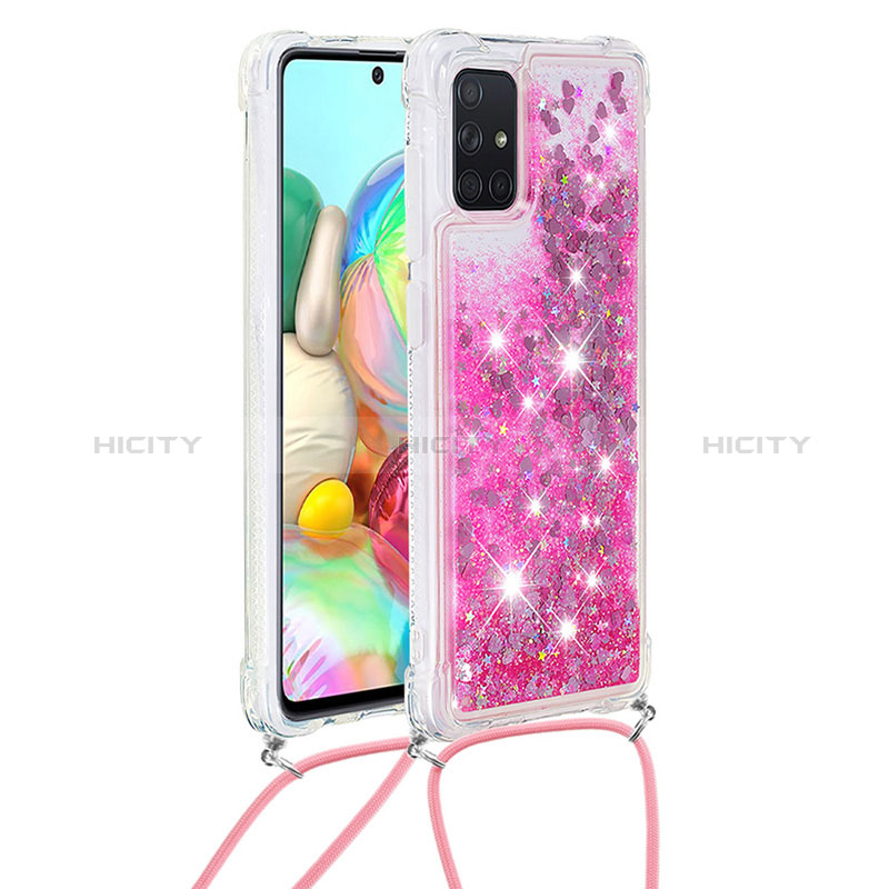 Funda Silicona Carcasa Goma Bling-Bling con Acollador Cordon Lanyard S03 para Samsung Galaxy A71 5G