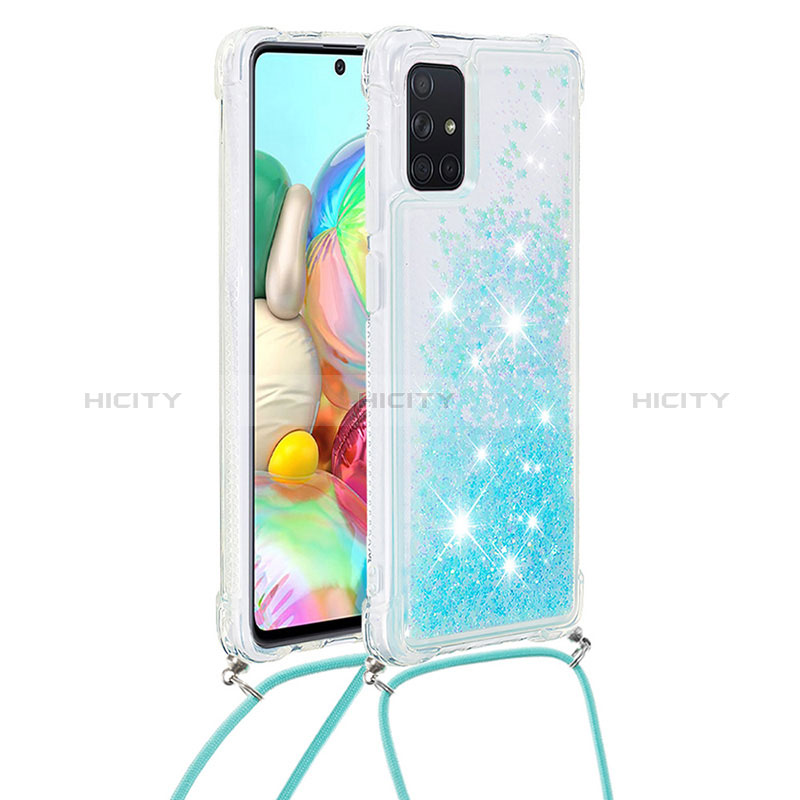 Funda Silicona Carcasa Goma Bling-Bling con Acollador Cordon Lanyard S03 para Samsung Galaxy A71 5G