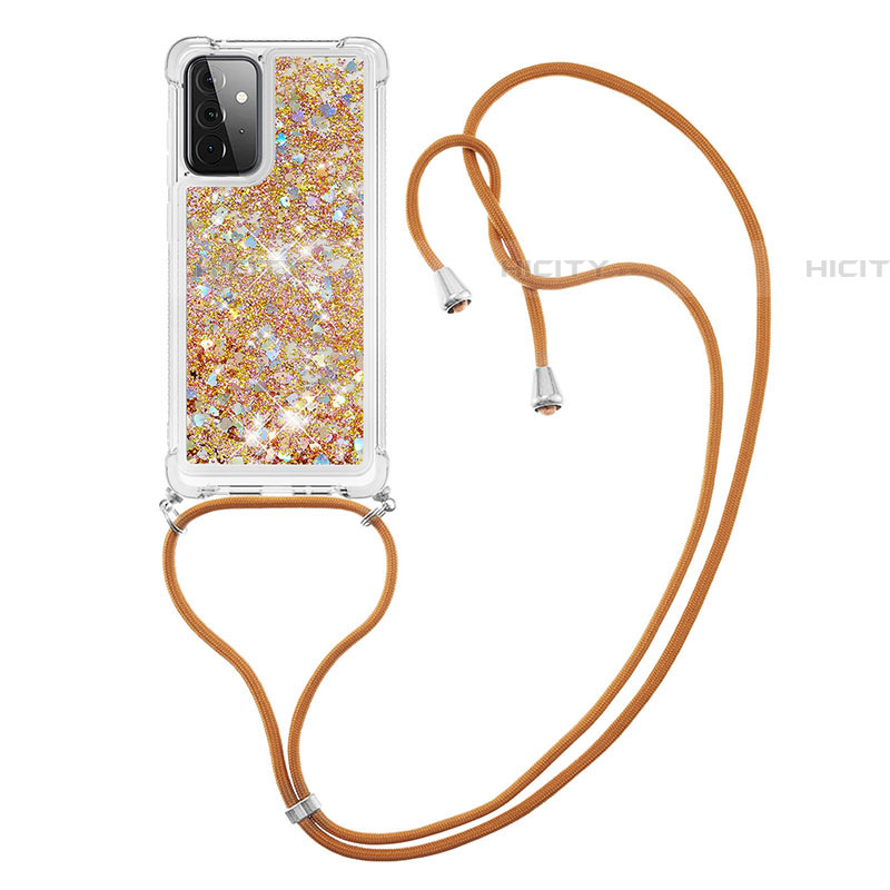 Funda Silicona Carcasa Goma Bling-Bling con Acollador Cordon Lanyard S03 para Samsung Galaxy A72 5G