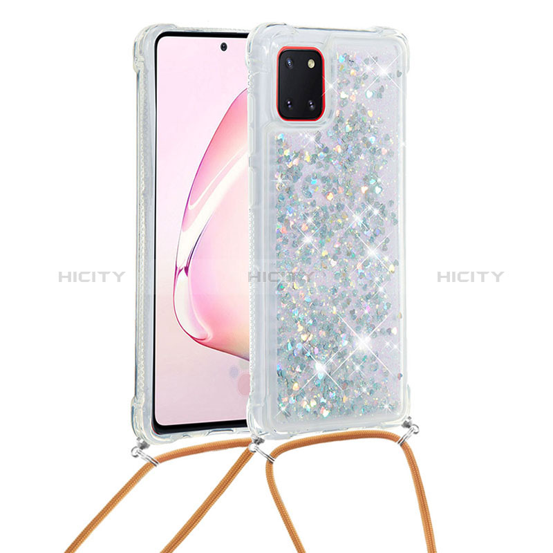 Funda Silicona Carcasa Goma Bling-Bling con Acollador Cordon Lanyard S03 para Samsung Galaxy A81