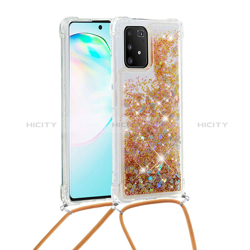 Funda Silicona Carcasa Goma Bling-Bling con Acollador Cordon Lanyard S03 para Samsung Galaxy A91