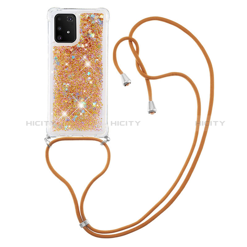 Funda Silicona Carcasa Goma Bling-Bling con Acollador Cordon Lanyard S03 para Samsung Galaxy A91