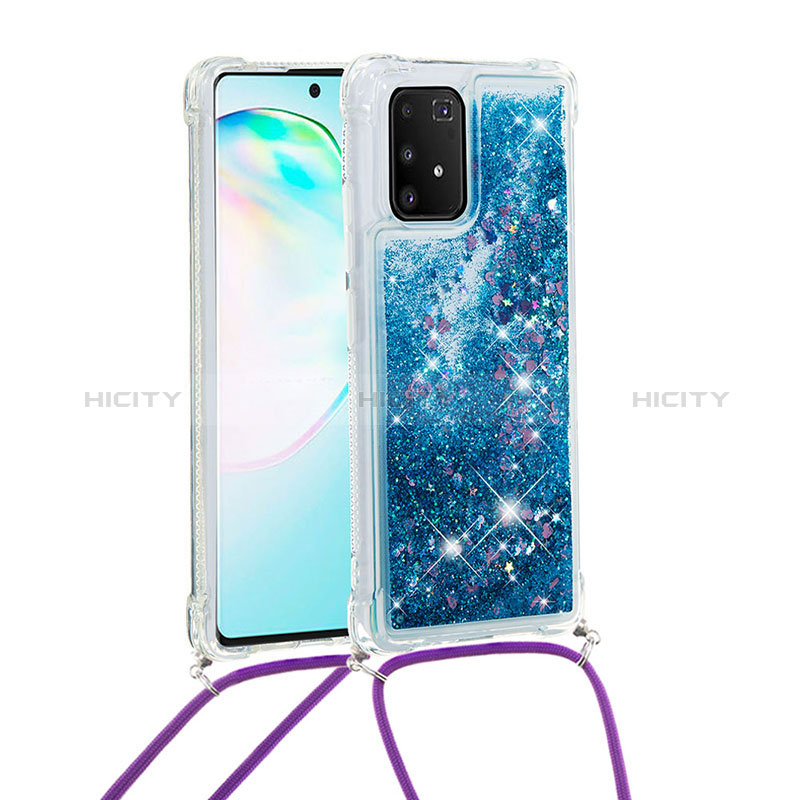 Funda Silicona Carcasa Goma Bling-Bling con Acollador Cordon Lanyard S03 para Samsung Galaxy A91