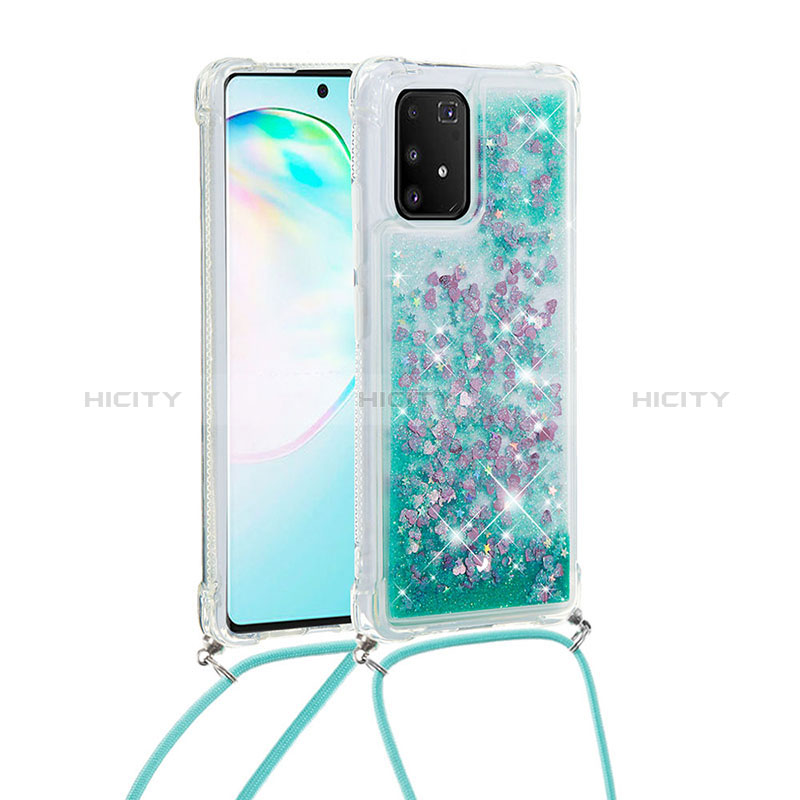 Funda Silicona Carcasa Goma Bling-Bling con Acollador Cordon Lanyard S03 para Samsung Galaxy A91