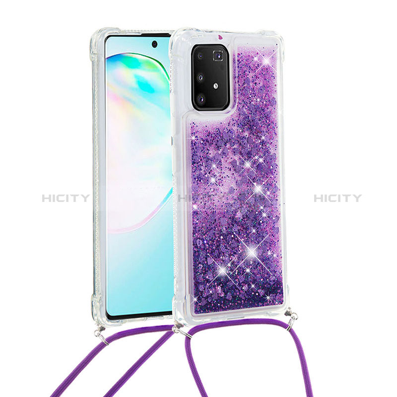 Funda Silicona Carcasa Goma Bling-Bling con Acollador Cordon Lanyard S03 para Samsung Galaxy A91