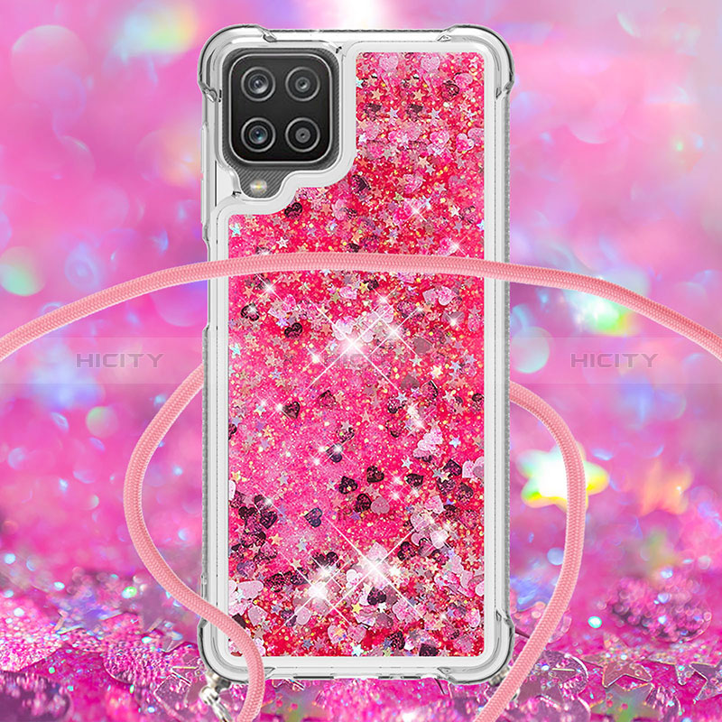 Funda Silicona Carcasa Goma Bling-Bling con Acollador Cordon Lanyard S03 para Samsung Galaxy F12