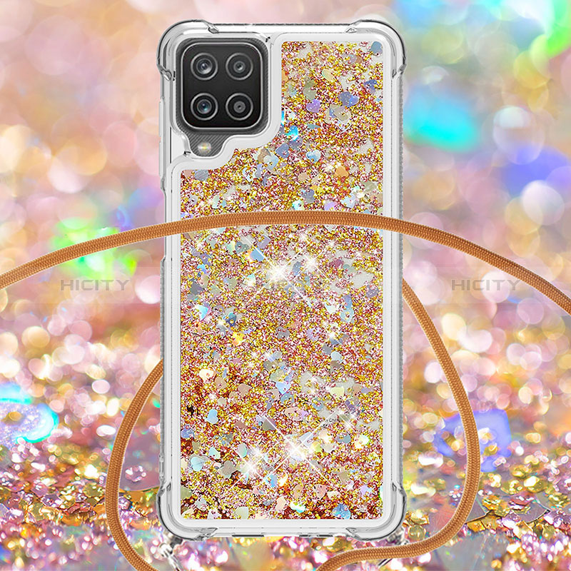 Funda Silicona Carcasa Goma Bling-Bling con Acollador Cordon Lanyard S03 para Samsung Galaxy F12