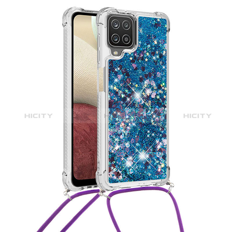 Funda Silicona Carcasa Goma Bling-Bling con Acollador Cordon Lanyard S03 para Samsung Galaxy F12