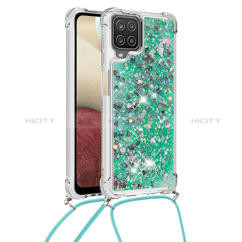 Funda Silicona Carcasa Goma Bling-Bling con Acollador Cordon Lanyard S03 para Samsung Galaxy F12