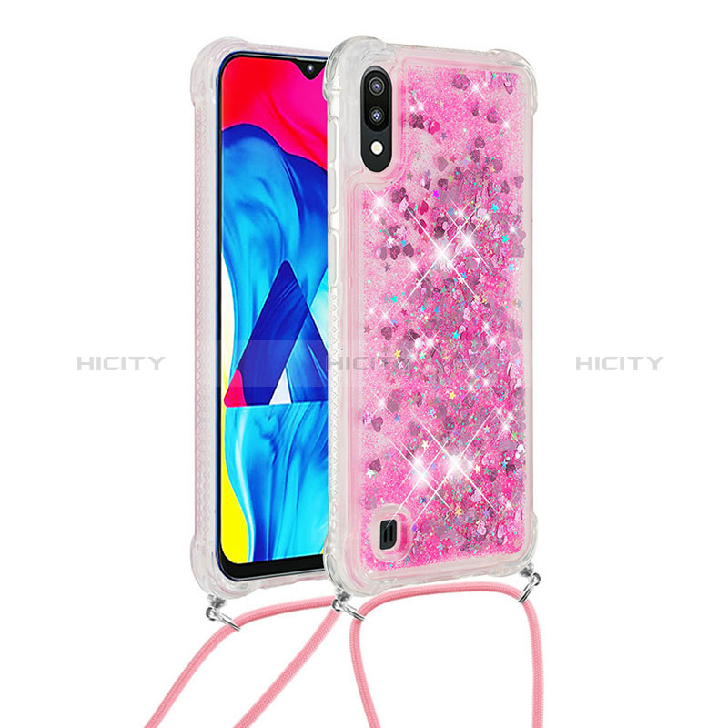 Funda Silicona Carcasa Goma Bling-Bling con Acollador Cordon Lanyard S03 para Samsung Galaxy M10