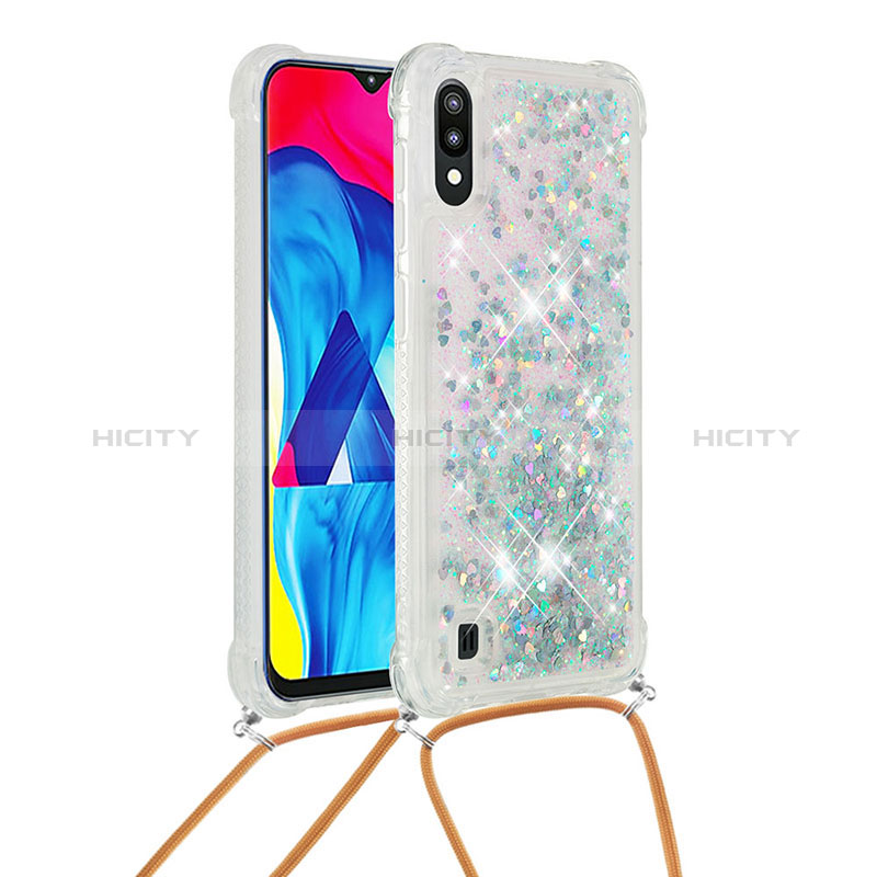 Funda Silicona Carcasa Goma Bling-Bling con Acollador Cordon Lanyard S03 para Samsung Galaxy M10