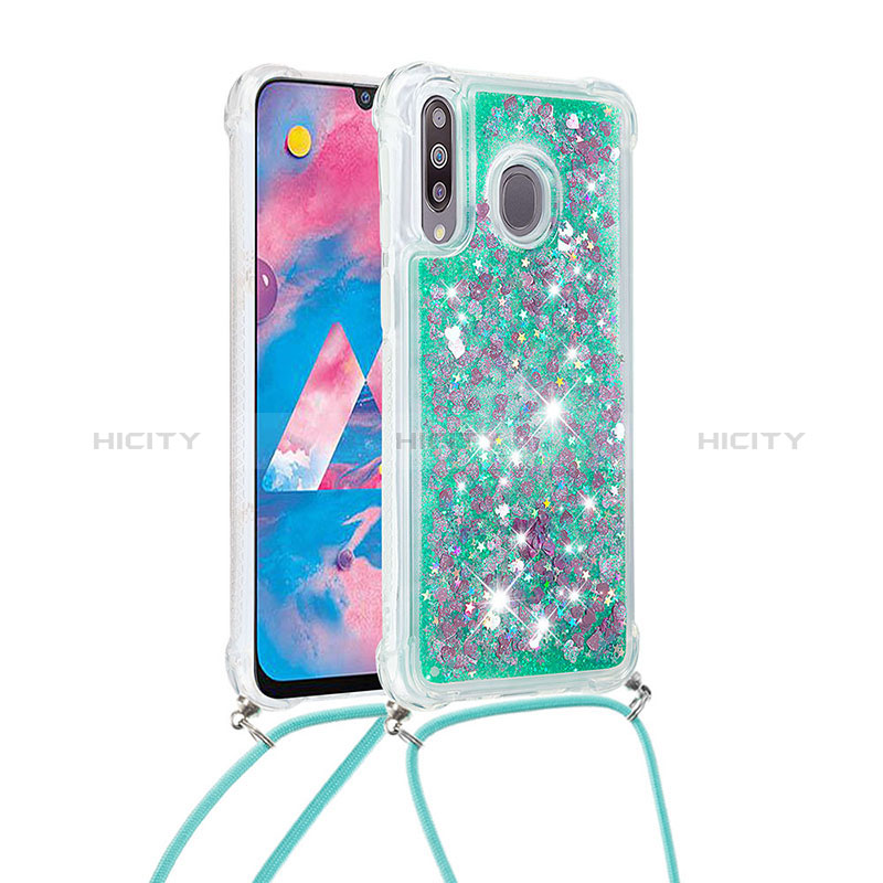 Funda Silicona Carcasa Goma Bling-Bling con Acollador Cordon Lanyard S03 para Samsung Galaxy M30