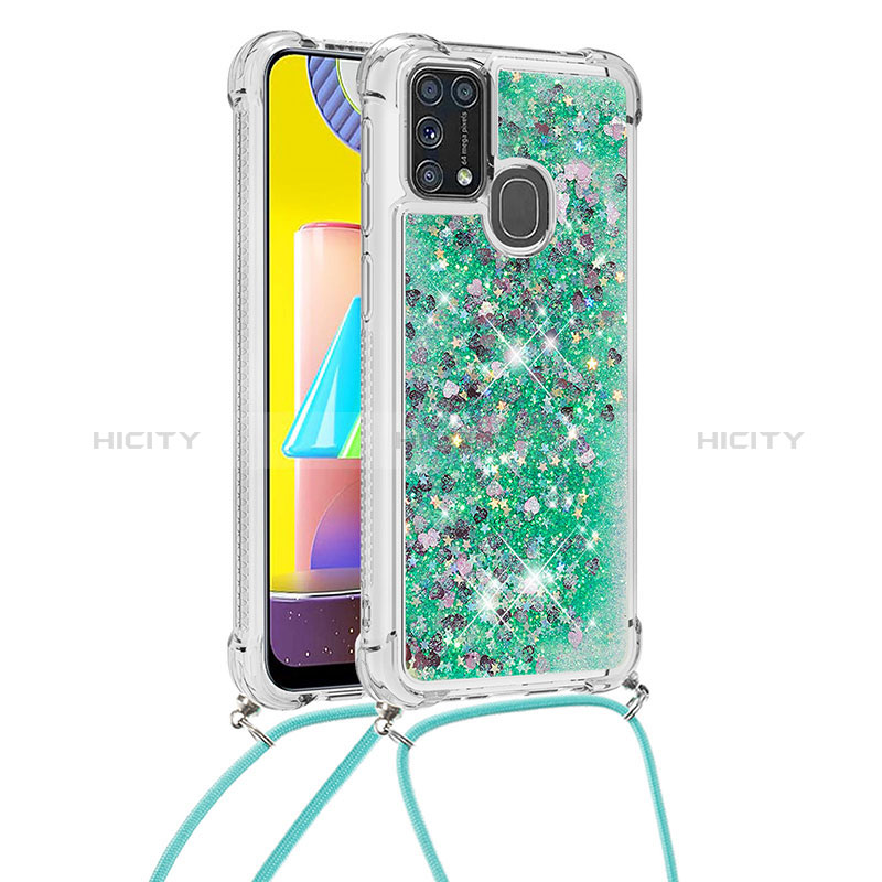 Funda Silicona Carcasa Goma Bling-Bling con Acollador Cordon Lanyard S03 para Samsung Galaxy M31