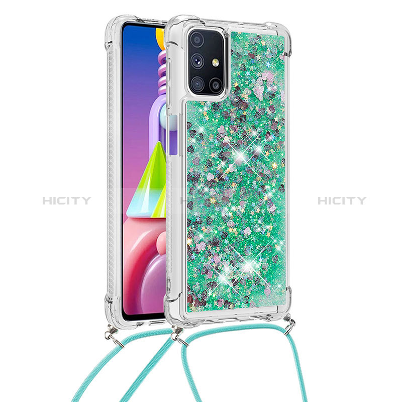 Funda Silicona Carcasa Goma Bling-Bling con Acollador Cordon Lanyard S03 para Samsung Galaxy M51