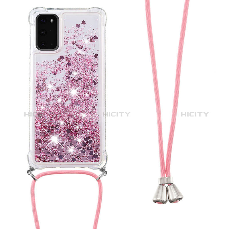 Funda Silicona Carcasa Goma Bling-Bling con Acollador Cordon Lanyard S03 para Samsung Galaxy S20 5G