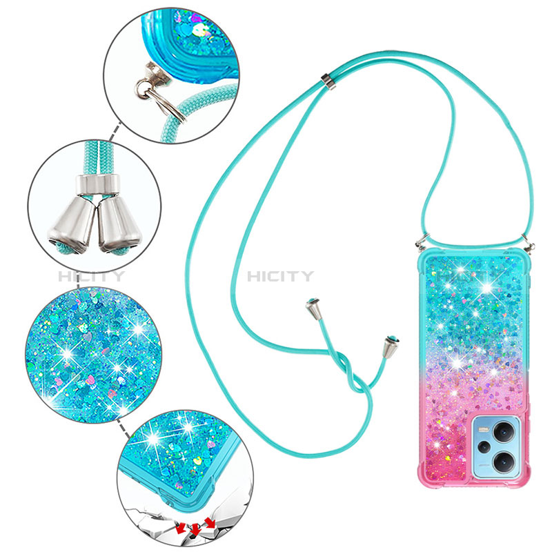 Funda Silicona Carcasa Goma Bling-Bling con Acollador Cordon Lanyard YB1 para Xiaomi Poco X5 5G