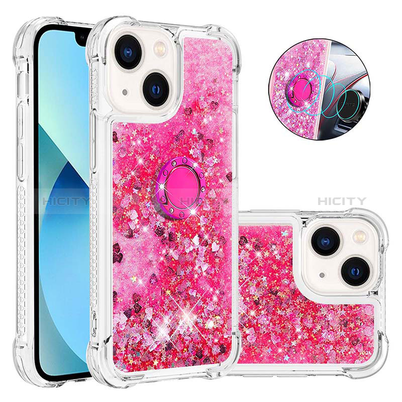 Funda Silicona Carcasa Goma Bling-Bling con Anillo de dedo Soporte S01 para Apple iPhone 14 Plus