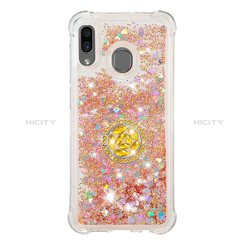 Funda Silicona Carcasa Goma Bling-Bling con Anillo de dedo Soporte S01 para Samsung Galaxy A20