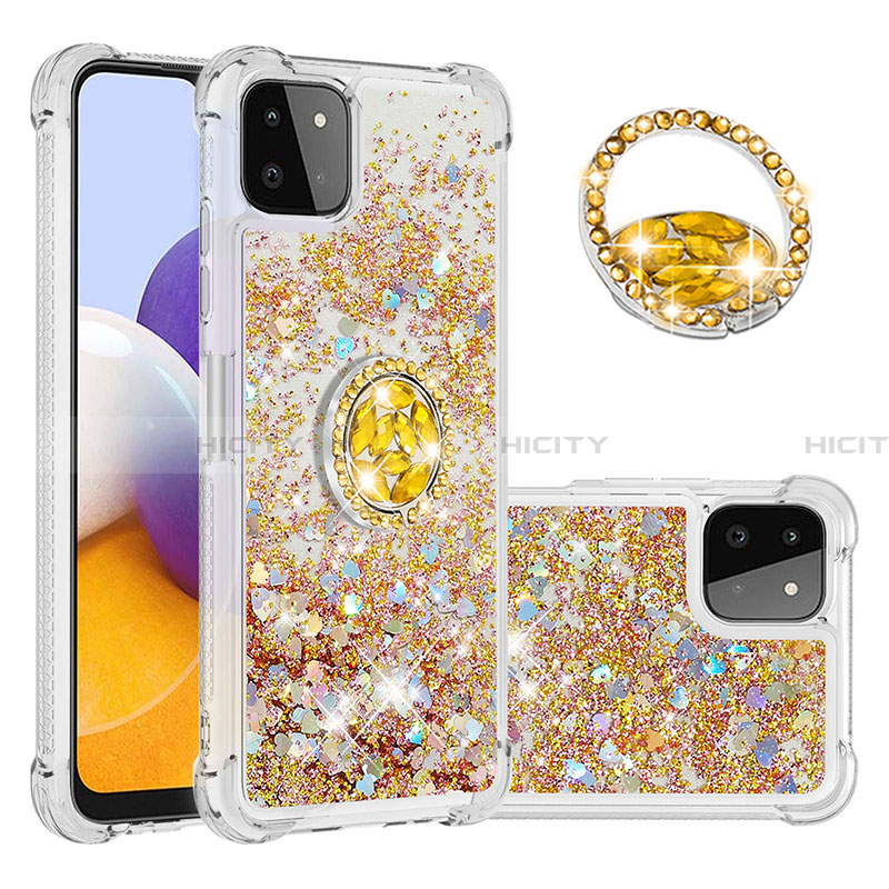 Funda Silicona Carcasa Goma Bling-Bling con Anillo de dedo Soporte S01 para Samsung Galaxy A22 5G