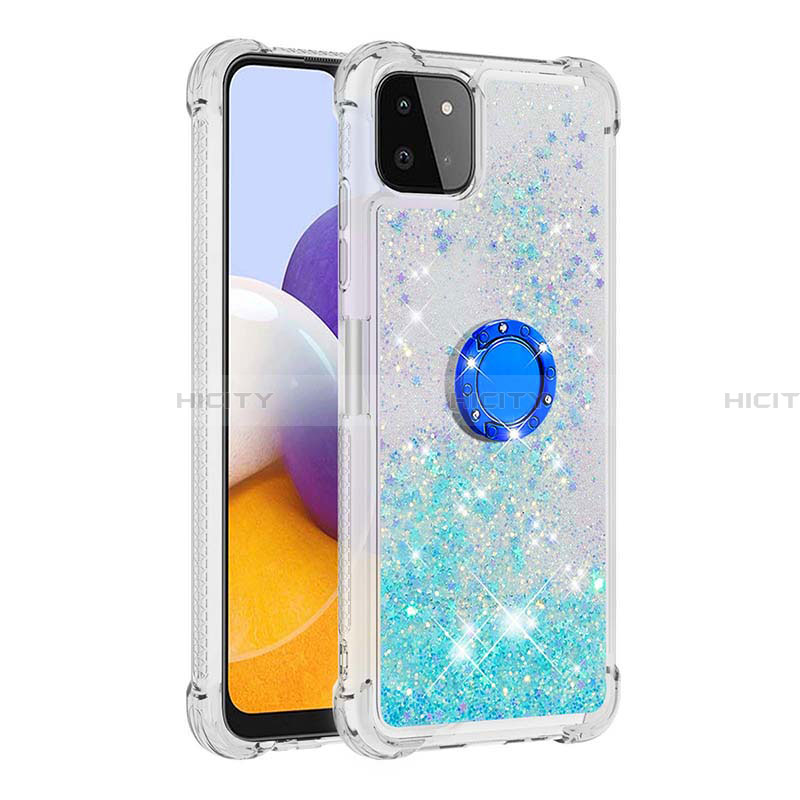 Funda Silicona Carcasa Goma Bling-Bling con Anillo de dedo Soporte S01 para Samsung Galaxy A22 5G