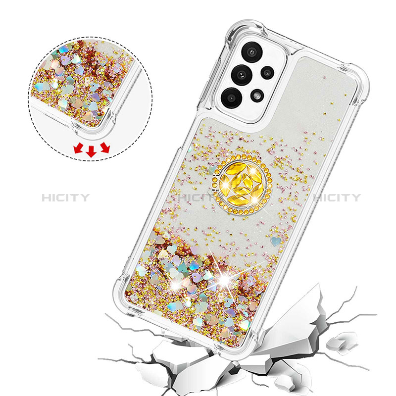 Funda Silicona Carcasa Goma Bling-Bling con Anillo de dedo Soporte S01 para Samsung Galaxy A23 5G