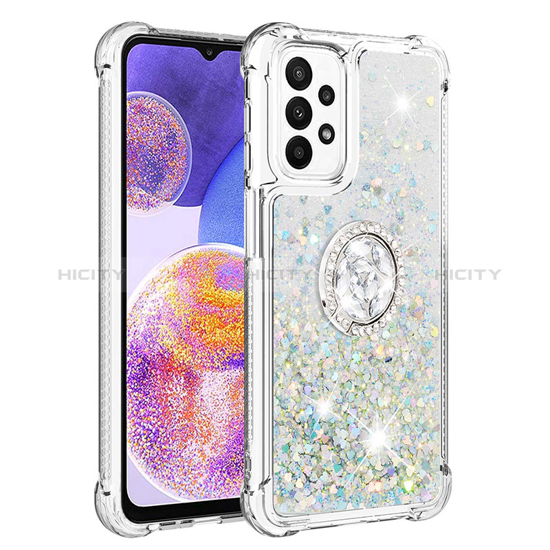 Funda Silicona Carcasa Goma Bling-Bling con Anillo de dedo Soporte S01 para Samsung Galaxy A23 5G