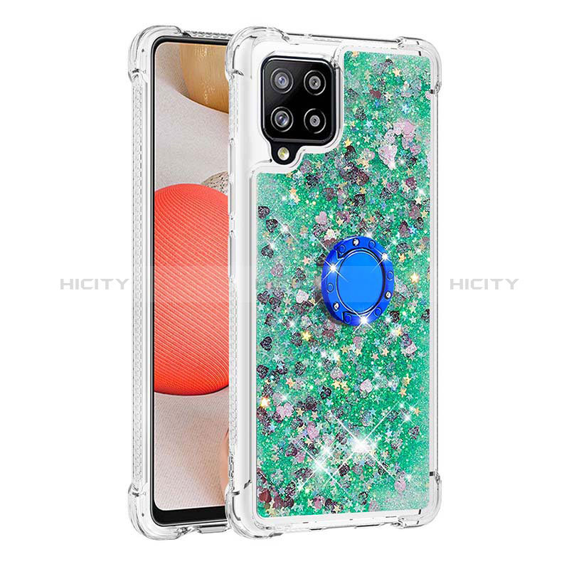 Funda Silicona Carcasa Goma Bling-Bling con Anillo de dedo Soporte S01 para Samsung Galaxy A42 5G