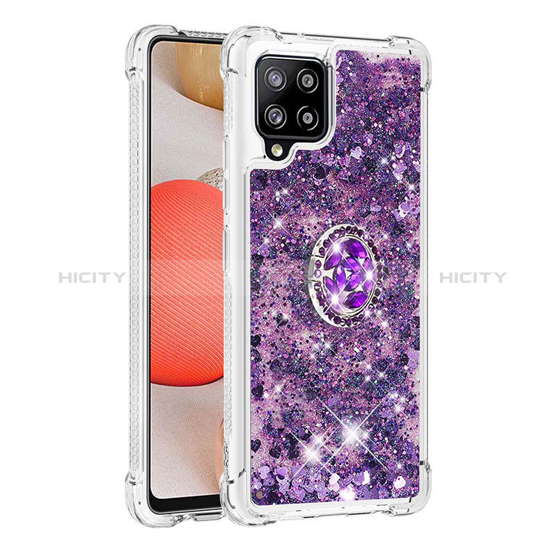 Funda Silicona Carcasa Goma Bling-Bling con Anillo de dedo Soporte S01 para Samsung Galaxy A42 5G