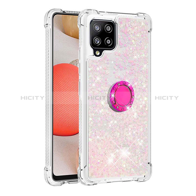 Funda Silicona Carcasa Goma Bling-Bling con Anillo de dedo Soporte S01 para Samsung Galaxy A42 5G