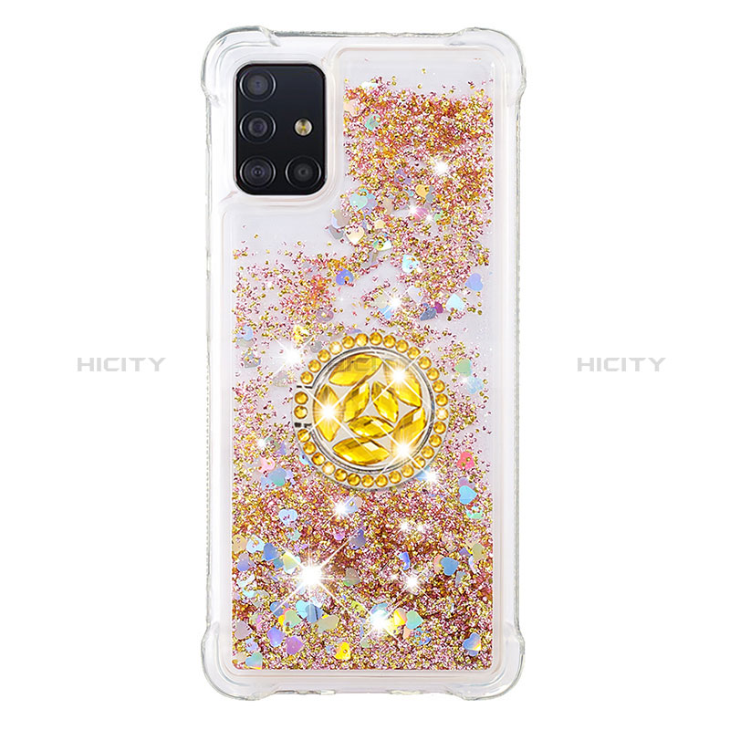 Funda Silicona Carcasa Goma Bling-Bling con Anillo de dedo Soporte S01 para Samsung Galaxy A51 4G