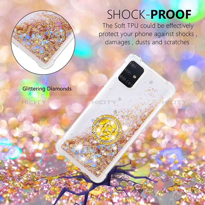 Funda Silicona Carcasa Goma Bling-Bling con Anillo de dedo Soporte S01 para Samsung Galaxy A51 4G