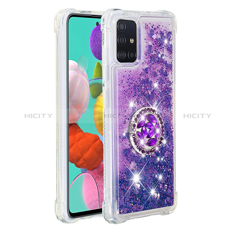 Funda Silicona Carcasa Goma Bling-Bling con Anillo de dedo Soporte S01 para Samsung Galaxy A51 4G