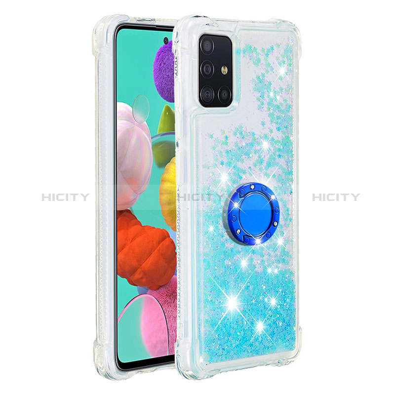 Funda Silicona Carcasa Goma Bling-Bling con Anillo de dedo Soporte S01 para Samsung Galaxy A51 4G