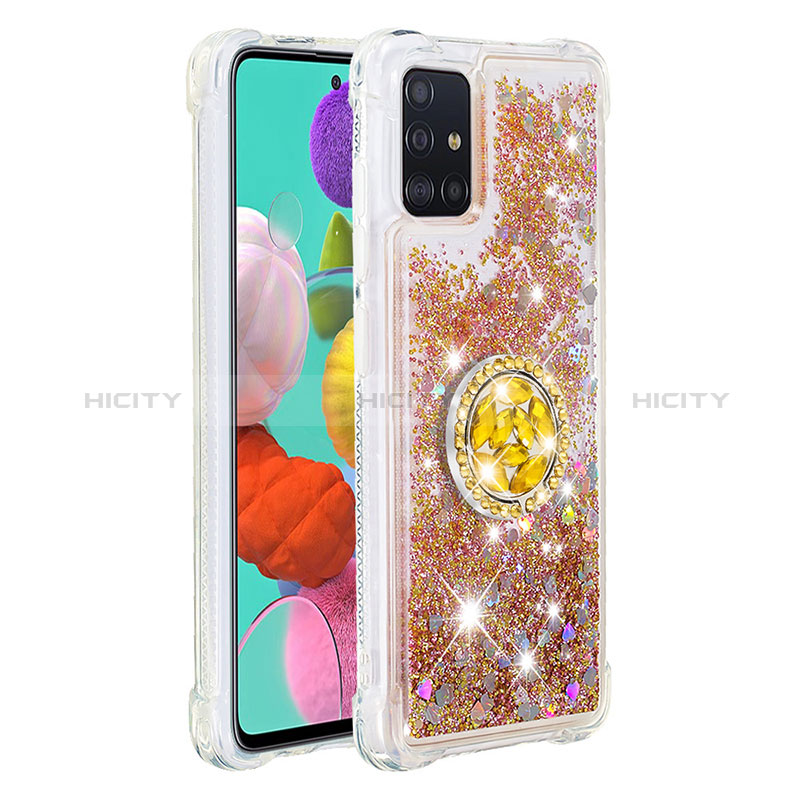 Funda Silicona Carcasa Goma Bling-Bling con Anillo de dedo Soporte S01 para Samsung Galaxy A51 5G