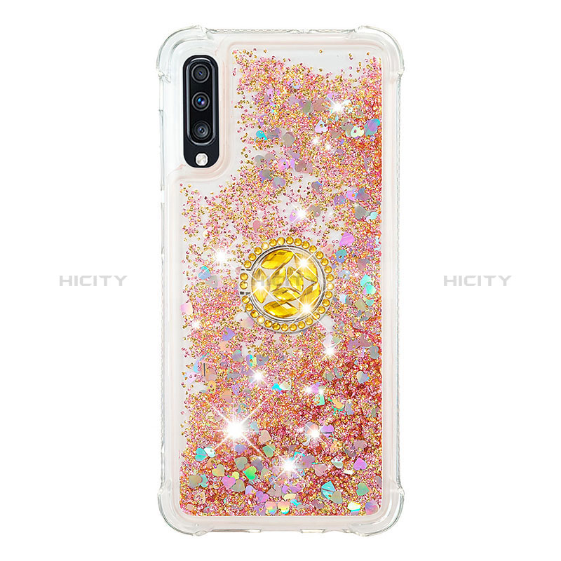 Funda Silicona Carcasa Goma Bling-Bling con Anillo de dedo Soporte S01 para Samsung Galaxy A70S