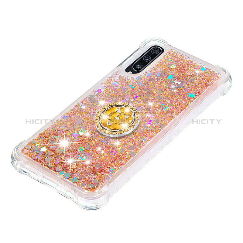 Funda Silicona Carcasa Goma Bling-Bling con Anillo de dedo Soporte S01 para Samsung Galaxy A70S