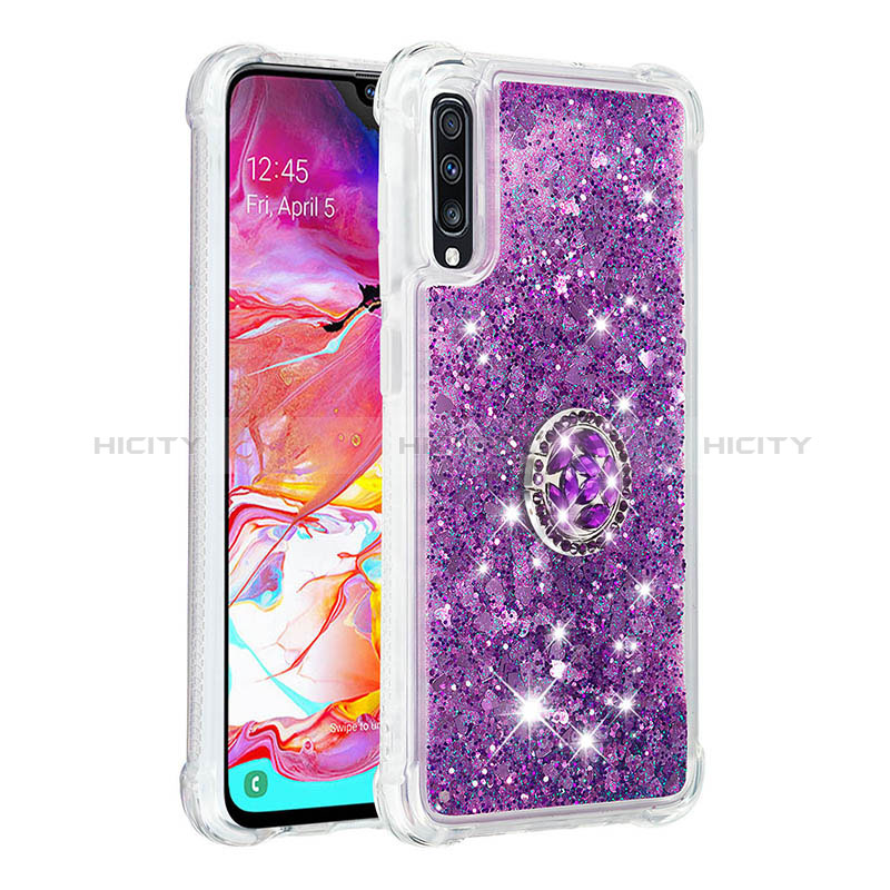 Funda Silicona Carcasa Goma Bling-Bling con Anillo de dedo Soporte S01 para Samsung Galaxy A70S