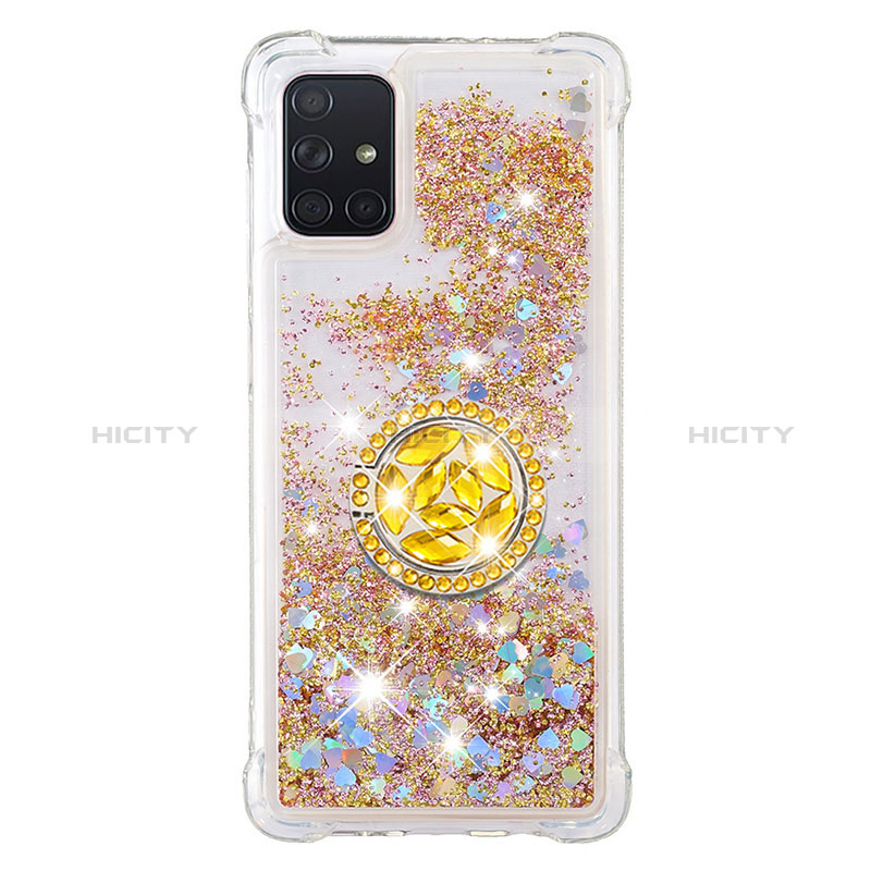 Funda Silicona Carcasa Goma Bling-Bling con Anillo de dedo Soporte S01 para Samsung Galaxy A71 4G A715