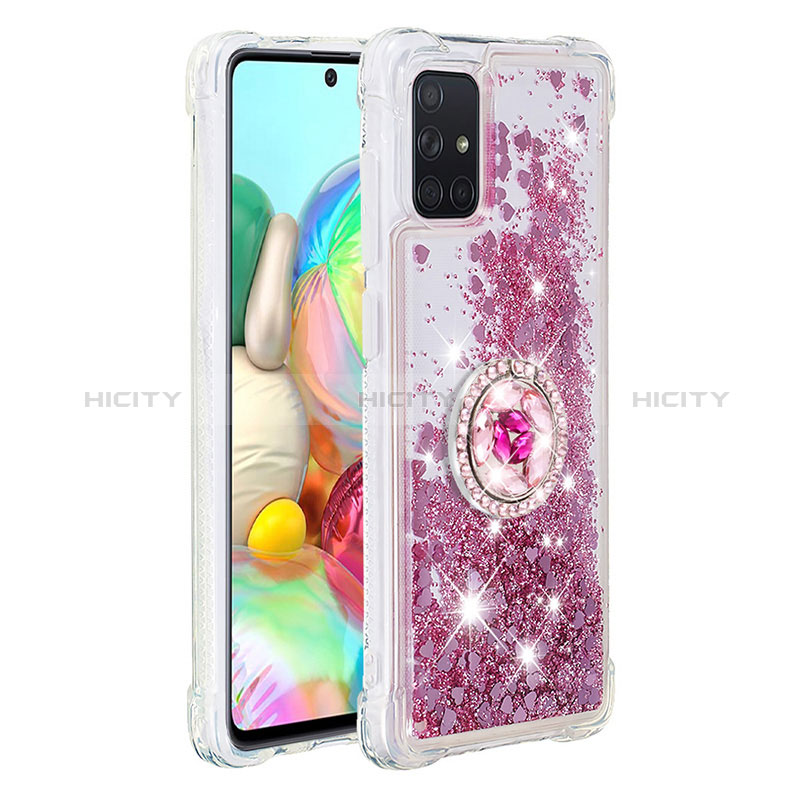 Funda Silicona Carcasa Goma Bling-Bling con Anillo de dedo Soporte S01 para Samsung Galaxy A71 4G A715