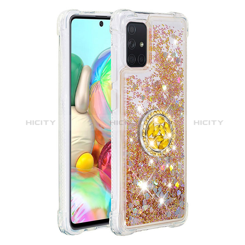 Funda Silicona Carcasa Goma Bling-Bling con Anillo de dedo Soporte S01 para Samsung Galaxy A71 5G