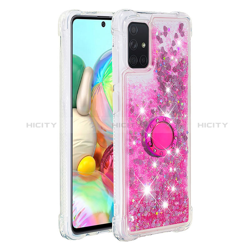 Funda Silicona Carcasa Goma Bling-Bling con Anillo de dedo Soporte S01 para Samsung Galaxy A71 5G