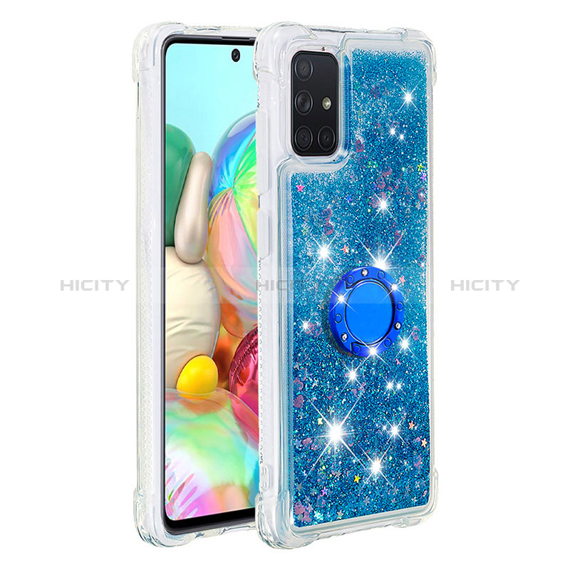 Funda Silicona Carcasa Goma Bling-Bling con Anillo de dedo Soporte S01 para Samsung Galaxy A71 5G