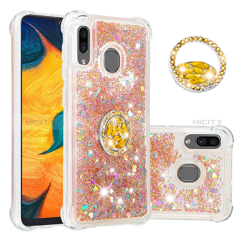 Funda Silicona Carcasa Goma Bling-Bling con Anillo de dedo Soporte S01 para Samsung Galaxy M10S