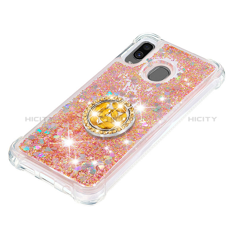 Funda Silicona Carcasa Goma Bling-Bling con Anillo de dedo Soporte S01 para Samsung Galaxy M10S