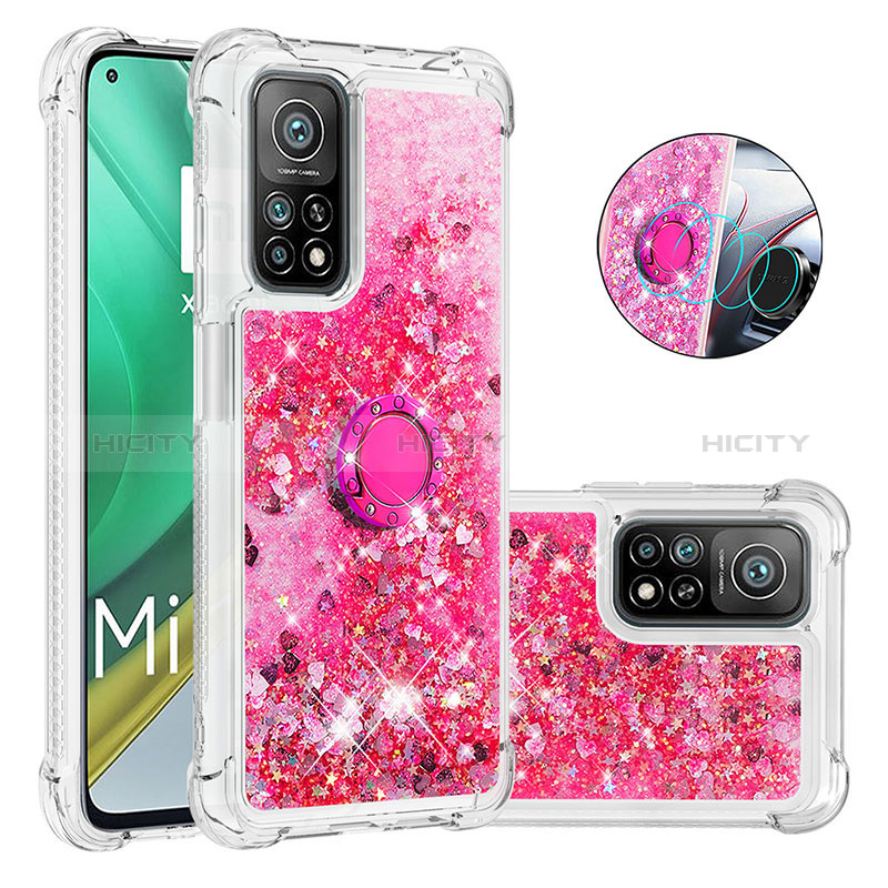 Funda Silicona Carcasa Goma Bling-Bling con Anillo de dedo Soporte S01 para Xiaomi Mi 10T Pro 5G