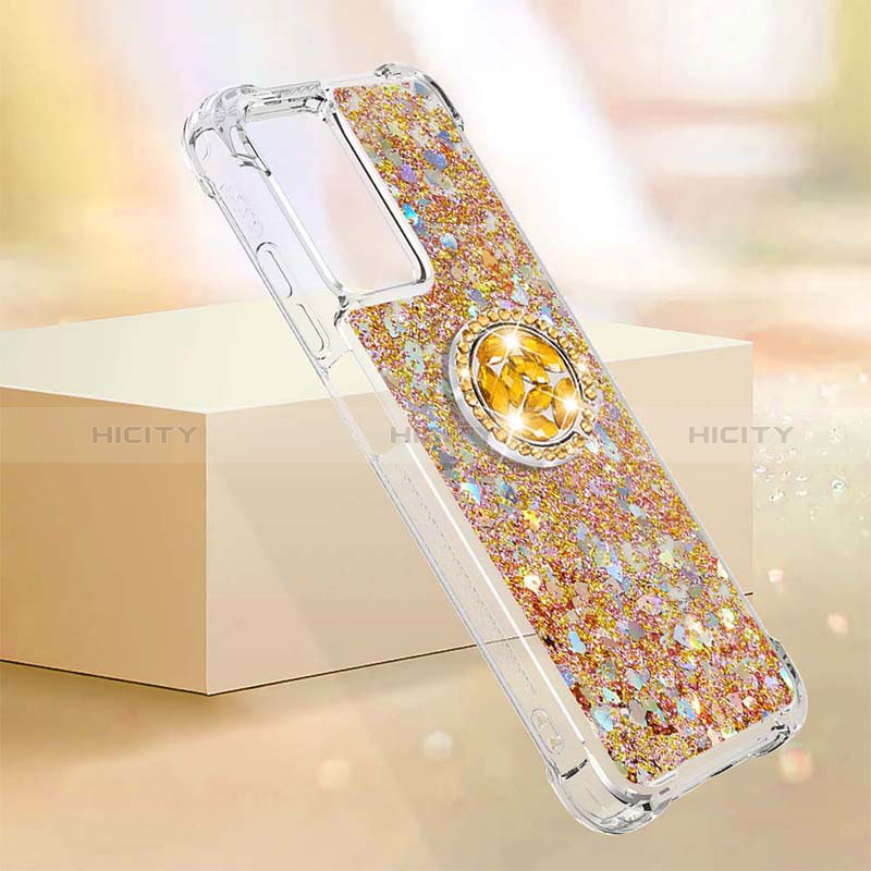 Funda Silicona Carcasa Goma Bling-Bling con Anillo de dedo Soporte S01 para Xiaomi Redmi 10 5G