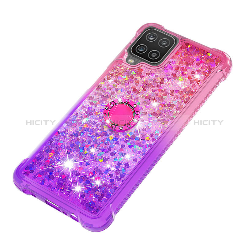 Funda Silicona Carcasa Goma Bling-Bling con Anillo de dedo Soporte S02 para Samsung Galaxy A12 Nacho